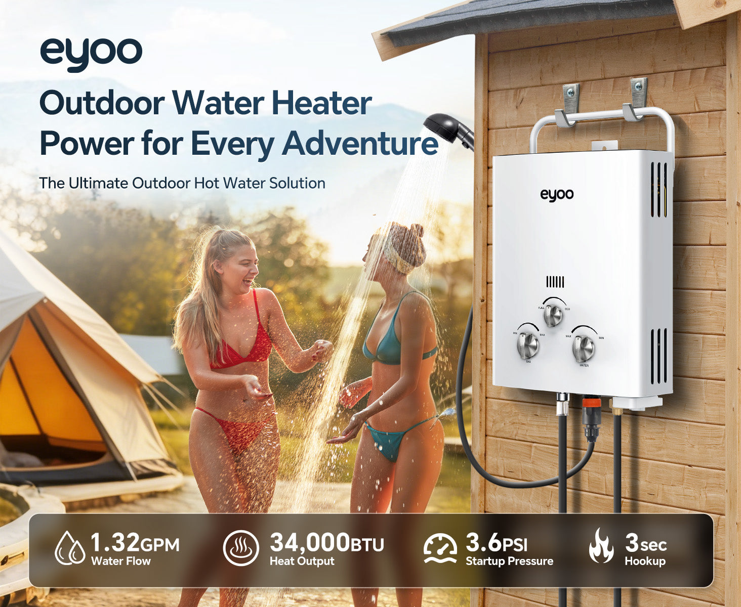 Eyoo 1.32 GPM Portable Propane Water Heater: Your Ultimate Off-Grid Shower Solution