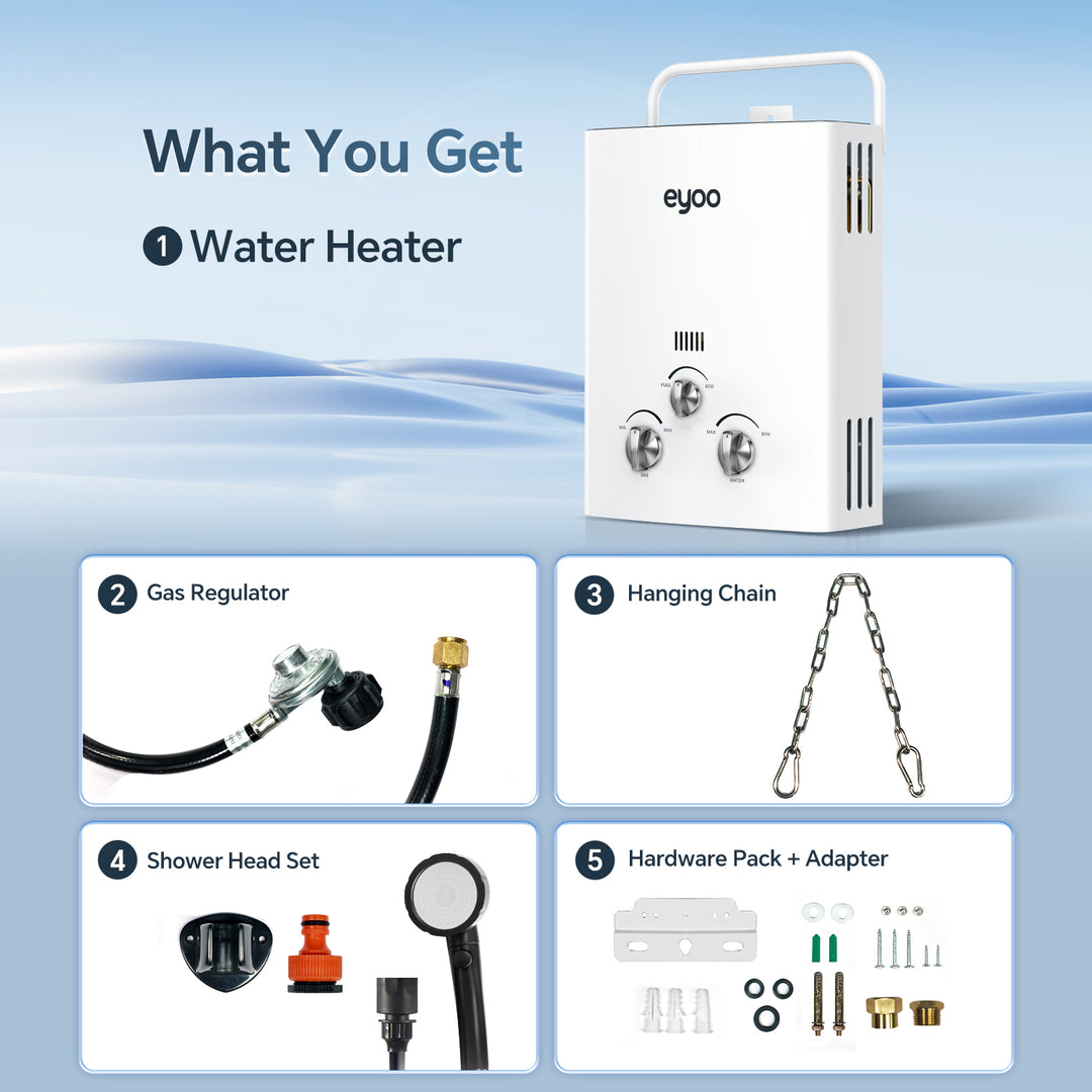 Eyoo 5L 34000 BTU Portable Propane Water Heater Outdoor
