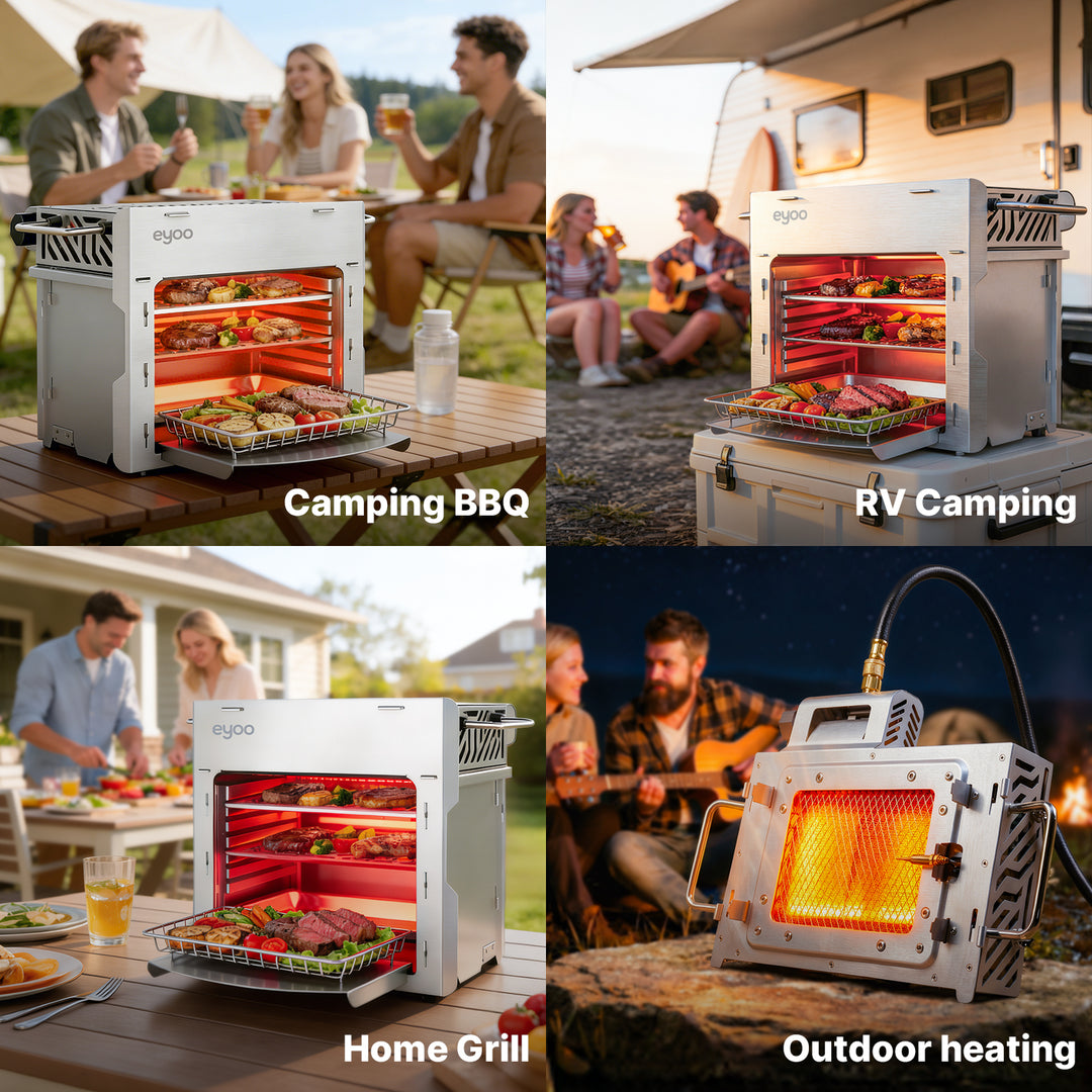 Portable Propane Gas Broiler, Tabletop Steak Grill 1472°F High Heat