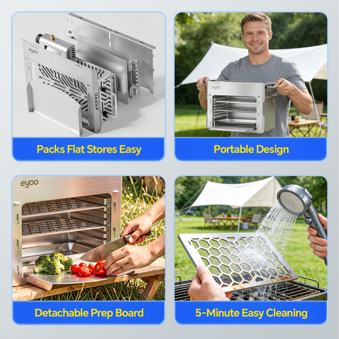 Portable Propane Gas Broiler, Tabletop Steak Grill 1472°F High Heat